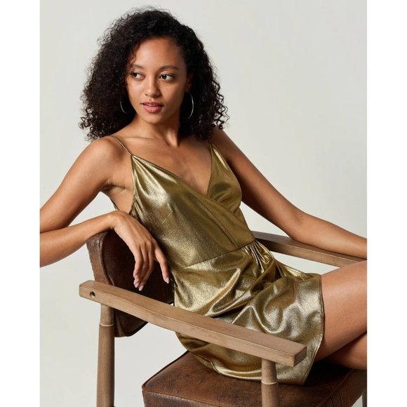 Guess Dress USA Faux Wrap Mini Party gold S - Picture 1 of 11